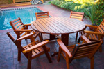 Large Round Patio Table with Standard Club Chairs